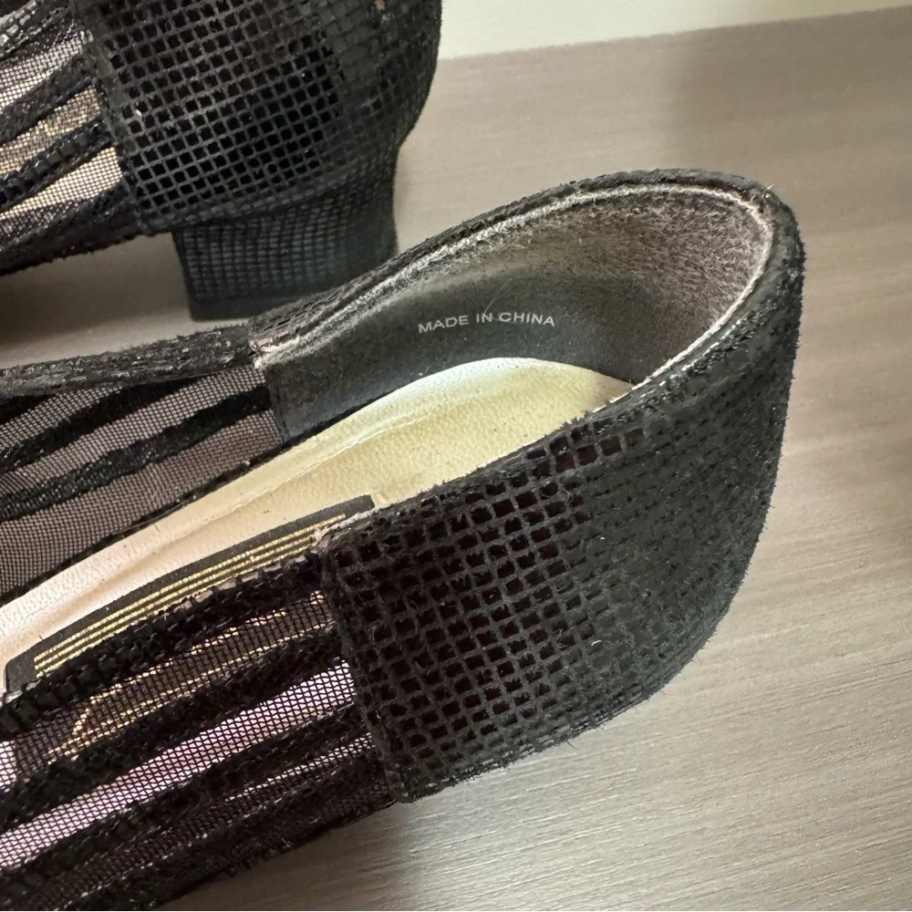 🖤 J. Renéé Black Mesh & Faux Snakeskin Low Heel Pumps — Size 7M